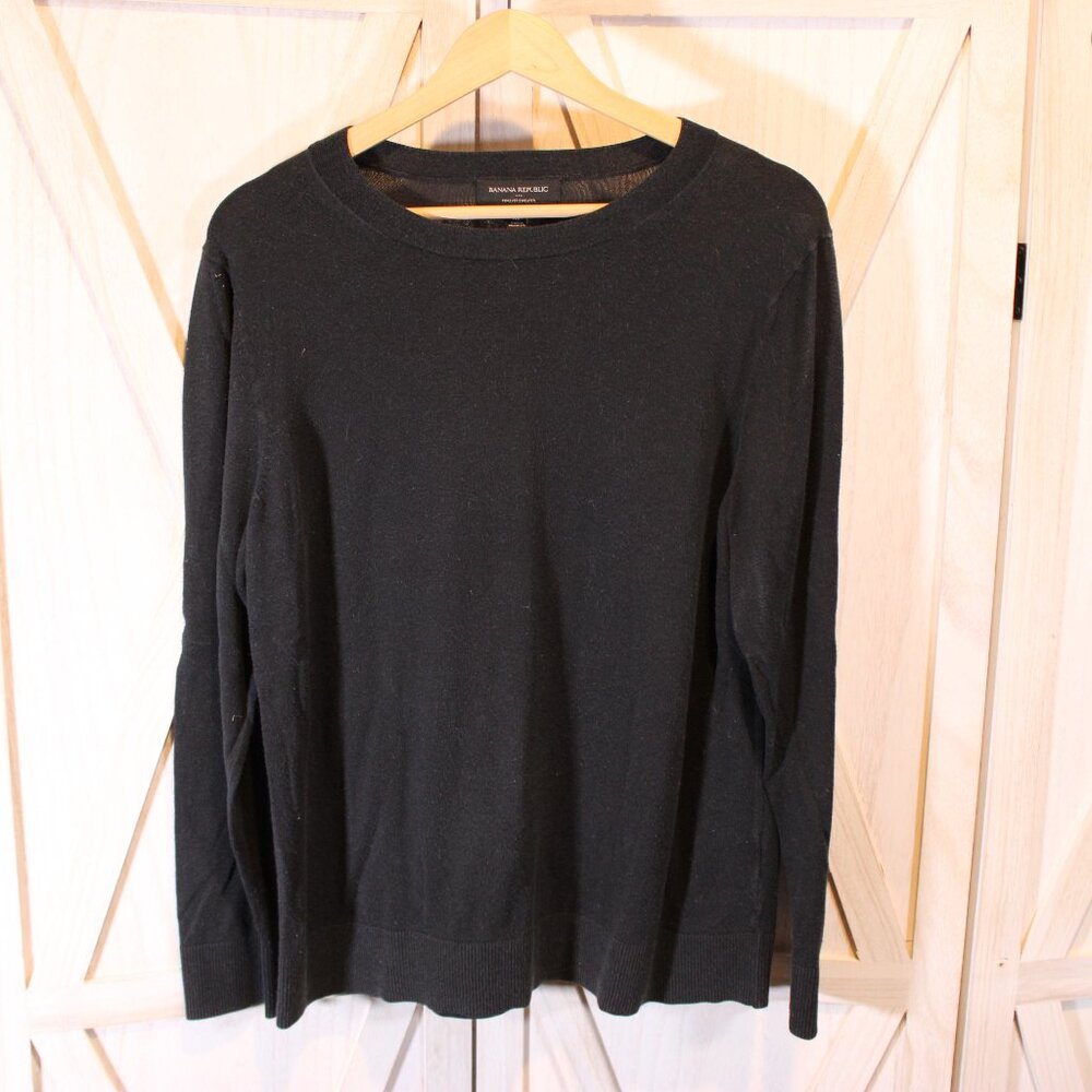 Banana Republic Forever Sweater Black Crew Neck Size XL